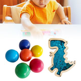 6Pcs Montessori Wooden Rainbow Balls with Dinosaur Sequins Board Educational Dinosaur Blue