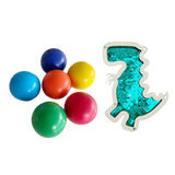 6Pcs Montessori Wooden Rainbow Balls with Dinosaur Sequins Board Educational Dinosaur Green