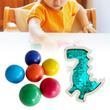 6Pcs Montessori Wooden Rainbow Balls with Dinosaur Sequins Board Educational Dinosaur Green