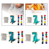 12 Pieces Montessori Wooden Balls with Dinosaur Sequins Board for Boys Girls Dinosaur Blue