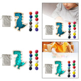 12 Pieces Montessori Wooden Balls with Dinosaur Sequins Board for Boys Girls Dinosaur Blue