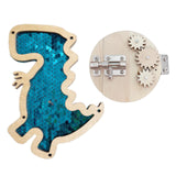 2Pcs Activity Board Accessory Part Gear Latch Busy Board Boys Girls Children dinosaur blue