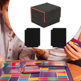 Card Deck Box Sleeved Cards Holder Premium Portable Display Playing Card Box Grid Black Orange