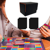 Card Deck Box Sleeved Cards Holder Premium Portable Display Playing Card Box Plaid Black Orange