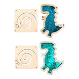 2Pcs Busy Board Parts Accessory Wooden Dinosaur Toy for Preschool Boys Gifts Blue