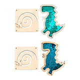 2Pcs Busy Board Parts Accessory Wooden Dinosaur Toy for Preschool Boys Gifts Blue