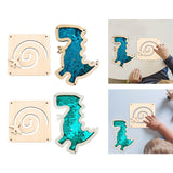 2Pcs Busy Board Parts Accessory Wooden Dinosaur Toy for Preschool Boys Gifts Blue