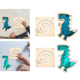 2Pcs Busy Board Parts Accessory Wooden Dinosaur Toy for Preschool Boys Gifts Blue