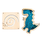 2Pcs Busy Board Parts Accessory Wooden Dinosaur Toy for Preschool Boys Gifts Blue