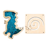 2Pcs Busy Board Parts Accessory Wooden Dinosaur Toy for Preschool Boys Gifts Blue