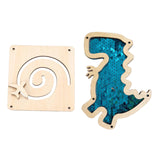 2Pcs Busy Board Parts Accessory Wooden Dinosaur Toy for Preschool Boys Gifts Blue