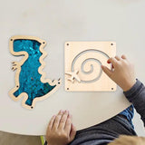 2Pcs Busy Board Parts Accessory Wooden Dinosaur Toy for Preschool Boys Gifts Blue