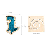 2Pcs Busy Board Parts Accessory Wooden Dinosaur Toy for Preschool Boys Gifts Blue