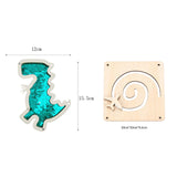 2Pcs Busy Board Parts Accessory Wooden Dinosaur Toy for Preschool Boys Gifts Green