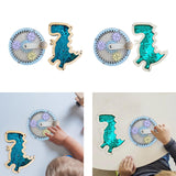 2Pcs Wooden Busy Board Accessory Gears Dinosaur Sequins Board for Boys Girls Blue