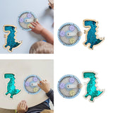 2Pcs Wooden Busy Board Accessory Gears Dinosaur Sequins Board for Boys Girls Blue