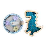 2Pcs Wooden Busy Board Accessory Gears Dinosaur Sequins Board for Boys Girls Blue