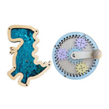 2Pcs Wooden Busy Board Accessory Gears Dinosaur Sequins Board for Boys Girls Blue