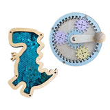 2Pcs Wooden Busy Board Accessory Gears Dinosaur Sequins Board for Boys Girls Blue