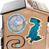 2Pcs Wooden Busy Board Accessory Gears Dinosaur Sequins Board for Boys Girls Blue