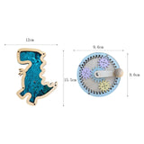 2Pcs Wooden Busy Board Accessory Gears Dinosaur Sequins Board for Boys Girls Blue