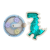 2Pcs Wooden Busy Board Accessory Gears Dinosaur Sequins Board for Boys Girls Green