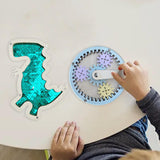 2Pcs Wooden Busy Board Accessory Gears Dinosaur Sequins Board for Boys Girls Green