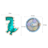 2Pcs Wooden Busy Board Accessory Gears Dinosaur Sequins Board for Boys Girls Green