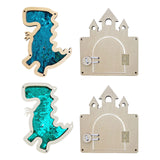 2 Pieces Montessori Busy Board DIY Material Learning Activity Toy Girls Boys dinosaur blue