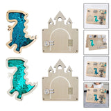 2 Pieces Montessori Busy Board DIY Material Learning Activity Toy Girls Boys dinosaur blue