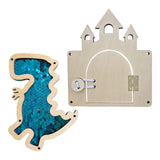 2 Pieces Montessori Busy Board DIY Material Learning Activity Toy Girls Boys dinosaur blue