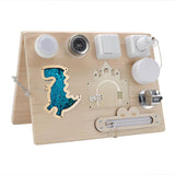 2 Pieces Montessori Busy Board DIY Material Learning Activity Toy Girls Boys dinosaur blue