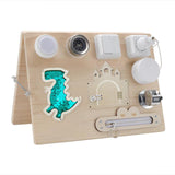 2 Pieces Montessori Busy Board DIY Material Learning Activity Toy Girls Boys Green dinosaur