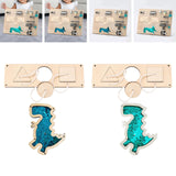 2Pcs Kids Busy Board Shape Matching and Dinosaur Sequin for Children Ages 3+ Blue