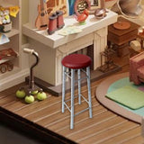 Doll House Wooden Bar Chair 1/12 Mini Furniture Model for 1/12 Playset Decor