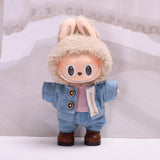 Doll Denim Suit DIY Doll Clothes for 17cm Pendant Doll Dress Up Fashionable Doll with stripes hat