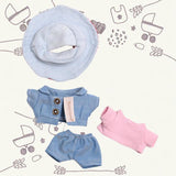 Doll Denim Suit DIY Doll Clothes for 17cm Pendant Doll Dress Up Fashionable Doll with stripes hat