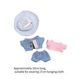 Doll Denim Suit DIY Doll Clothes for 17cm Pendant Doll Dress Up Fashionable Doll with stripes hat