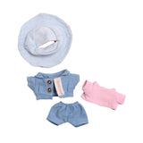 Doll Denim Suit DIY Doll Clothes for 17cm Pendant Doll Dress Up Fashionable Doll with stripes hat