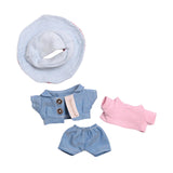 Doll Denim Suit DIY Doll Clothes for 17cm Pendant Doll Dress Up Fashionable Doll with stripes hat