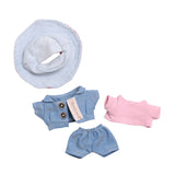 Doll Denim Suit DIY Doll Clothes for 17cm Pendant Doll Dress Up Fashionable Doll with stripes hat