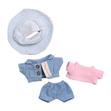 Doll Denim Suit DIY Doll Clothes for 17cm Pendant Doll Dress Up Fashionable Doll with stripes hat