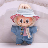 Doll Denim Suit DIY Doll Clothes for 17cm Pendant Doll Dress Up Fashionable Doll with stripes hat