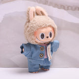 Doll Denim Suit DIY Doll Clothes for 17cm Pendant Doll Dress Up Fashionable Doll with stripes hat