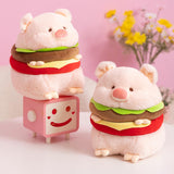 Hamburger Plush Toys Creative Realistic Hugging Pig Pillow Animals Plush Toy 35cm