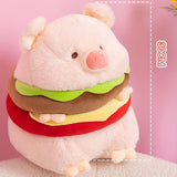 Hamburger Plush Toys Creative Realistic Hugging Pig Pillow Animals Plush Toy 35cm