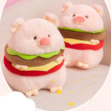 Hamburger Plush Toys Creative Realistic Hugging Pig Pillow Animals Plush Toy 35cm