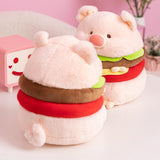 Hamburger Plush Toys Creative Realistic Hugging Pig Pillow Animals Plush Toy 35cm