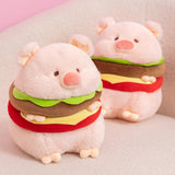 Hamburger Plush Toys Creative Realistic Hugging Pig Pillow Animals Plush Toy 35cm