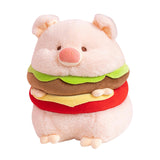 Hamburger Plush Toys Creative Realistic Hugging Pig Pillow Animals Plush Toy 35cm